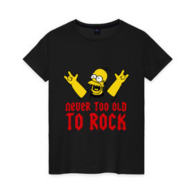 Женская футболка хлопок с принтом Simpson Rock в Белгороде, 100% хлопок | прямой крой, круглый вырез горловины, длина до линии бедер, слегка спущенное плечо | гомер