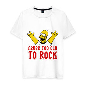 Мужская футболка хлопок с принтом Simpson Rock в Белгороде, 100% хлопок | прямой крой, круглый вырез горловины, длина до линии бедер, слегка спущенное плечо. | Тематика изображения на принте: гомер