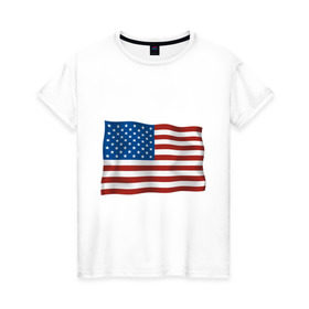 Женская футболка хлопок с принтом Америка флаг в Белгороде, 100% хлопок | прямой крой, круглый вырез горловины, длина до линии бедер, слегка спущенное плечо | america | ny | usa | америка | американский флаг | вашингтон | нью йорк | политические | сша | флаг | флаг америки | флаг сша | флаги | штаты