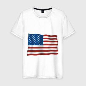 Мужская футболка хлопок с принтом Америка флаг в Белгороде, 100% хлопок | прямой крой, круглый вырез горловины, длина до линии бедер, слегка спущенное плечо. | Тематика изображения на принте: america | ny | usa | америка | американский флаг | вашингтон | нью йорк | политические | сша | флаг | флаг америки | флаг сша | флаги | штаты
