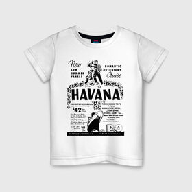 Детская футболка хлопок с принтом Куба афиша в Белгороде, 100% хлопок | круглый вырез горловины, полуприлегающий силуэт, длина до линии бедер | cuba | havana | афиша | гавана | кастро | куба | кубинский | фидель | фидель кастро
