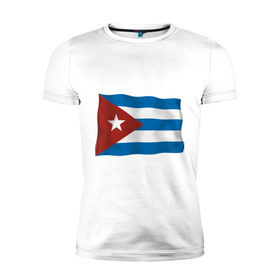 Мужская футболка премиум с принтом Куба флаг в Белгороде, 92% хлопок, 8% лайкра | приталенный силуэт, круглый вырез ворота, длина до линии бедра, короткий рукав | cuba | куба | куба афиша | кубинский флаг | республика куба | флаг | флаг кубы | флаги