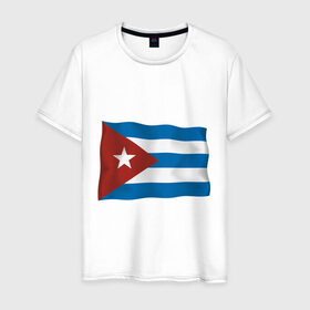 Мужская футболка хлопок с принтом Куба флаг в Белгороде, 100% хлопок | прямой крой, круглый вырез горловины, длина до линии бедер, слегка спущенное плечо. | cuba | куба | куба афиша | кубинский флаг | республика куба | флаг | флаг кубы | флаги