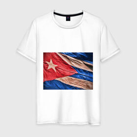 Мужская футболка хлопок с принтом Куба флаг олд в Белгороде, 100% хлопок | прямой крой, круглый вырез горловины, длина до линии бедер, слегка спущенное плечо. | cuba | куба | куба афиша | куба олд | кубинский флаг | олд | республика куба | флаг | флаг куба олд | флаг кубы | флаг олд | флаги