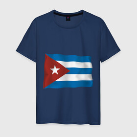 Мужская футболка хлопок с принтом Куба флаг (3) в Белгороде, 100% хлопок | прямой крой, круглый вырез горловины, длина до линии бедер, слегка спущенное плечо. | cuba | куба | кубинский | фидель | фидель кастро | флаг кубы