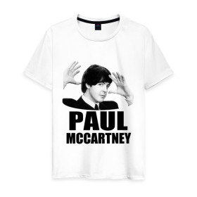 Мужская футболка хлопок с принтом Paul McCartney (Пол МакКартни) в Белгороде, 100% хлопок | прямой крой, круглый вырез горловины, длина до линии бедер, слегка спущенное плечо. | beatles | mccartney | the beatles | битлз | битлс | битлы | маккартни