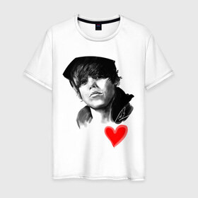 Мужская футболка хлопок с принтом Justin Bieber(Джастин Бибер) в Белгороде, 100% хлопок | прямой крой, круглый вырез горловины, длина до линии бедер, слегка спущенное плечо. | justin | justin bieber | бибер | джастин | джастин бибер | певец | попса