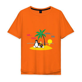Мужская футболка хлопок Oversize с принтом Linux life в Белгороде, 100% хлопок | свободный крой, круглый ворот, “спинка” длиннее передней части | linux | linux life | линукс | пингвины linux | пингвины люникс | прикольные