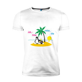 Мужская футболка премиум с принтом Linux life в Белгороде, 92% хлопок, 8% лайкра | приталенный силуэт, круглый вырез ворота, длина до линии бедра, короткий рукав | linux | linux life | линукс | пингвины linux | пингвины люникс | прикольные