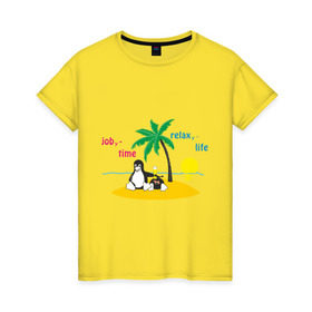 Женская футболка хлопок с принтом Linux life в Белгороде, 100% хлопок | прямой крой, круглый вырез горловины, длина до линии бедер, слегка спущенное плечо | linux | linux life | линукс | пингвины linux | пингвины люникс | прикольные