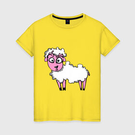 Женская футболка хлопок с принтом Овца (Sheep) в Белгороде, 100% хлопок | прямой крой, круглый вырез горловины, длина до линии бедер, слегка спущенное плечо | sheep | баран | барашек | животные | овечка | овца