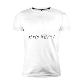 Мужская футболка премиум с принтом Формула любви математическая в Белгороде, 92% хлопок, 8% лайкра | приталенный силуэт, круглый вырез ворота, длина до линии бедра, короткий рукав | Тематика изображения на принте: для студентов | математика | математическая формула | студенты | формула | форула любви