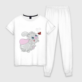 Женская пижама хлопок с принтом Детская забава в Белгороде, 100% хлопок | брюки и футболка прямого кроя, без карманов, на брюках мягкая резинка на поясе и по низу штанин | бабочка