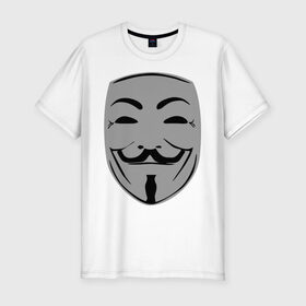 Мужская футболка премиум с принтом Вендетта маск в Белгороде, 92% хлопок, 8% лайкра | приталенный силуэт, круглый вырез ворота, длина до линии бедра, короткий рукав | вендета | вендетта | вендетта маска | маска | натали портман | революция | хьюго уивинг | человек в маске