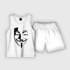 Детская пижама с шортами хлопок с принтом Вендетта маска в Белгороде,  |  | Тематика изображения на принте: вендета | вендетта | вендетта маска | маска | натали портман | революция | хьюго уивинг | человек в маске