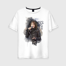 Женская футболка хлопок Oversize с принтом Ville Valo в Белгороде, 100% хлопок | свободный крой, круглый ворот, спущенный рукав, длина до линии бедер
 | him