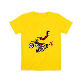 Детская футболка хлопок с принтом Moto-X в Белгороде, 100% хлопок | круглый вырез горловины, полуприлегающий силуэт, длина до линии бедер | extrim | moto | moto x | байк | велоспорт | мото | мотоспорт | экстрим