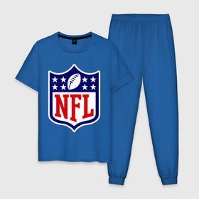 Мужская пижама хлопок с принтом NFL в Белгороде, 100% хлопок | брюки и футболка прямого кроя, без карманов, на брюках мягкая резинка на поясе и по низу штанин
 | Тематика изображения на принте: американский футбол | регби