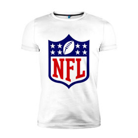 Мужская футболка премиум с принтом NFL в Белгороде, 92% хлопок, 8% лайкра | приталенный силуэт, круглый вырез ворота, длина до линии бедра, короткий рукав | Тематика изображения на принте: американский футбол | регби