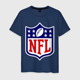 Мужская футболка хлопок с принтом NFL в Белгороде, 100% хлопок | прямой крой, круглый вырез горловины, длина до линии бедер, слегка спущенное плечо. | американский футбол | регби