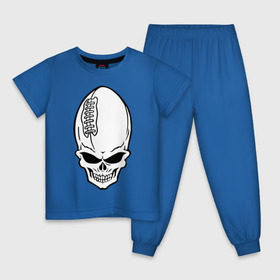 Детская пижама хлопок с принтом Skull-ball в Белгороде, 100% хлопок |  брюки и футболка прямого кроя, без карманов, на брюках мягкая резинка на поясе и по низу штанин
 | american football | regbi | skull ball | американский футбол | регби | череп