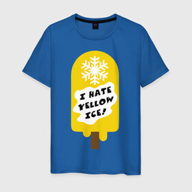 Мужская футболка хлопок с принтом I hate yellow ice в Белгороде, 100% хлопок | прямой крой, круглый вырез горловины, длина до линии бедер, слегка спущенное плечо. | yellow ice | желтое мороженое | желтый лед | желтый снег | зимний спорт | коньки | лыжи | ненавижу желтый снег | сноуборд