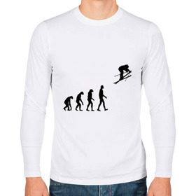 Мужской лонгслив хлопок с принтом Эволюция лыжник в Белгороде, 100% хлопок |  | гора | горные лыжи | зимний спорт | лыжник | лыжный спорт | трассы | шерегеш | эволюция | экстремальный спорт | экстрим