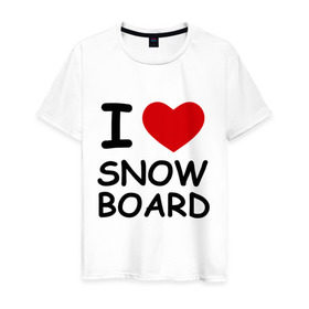 Мужская футболка хлопок с принтом Я люблю сноуборд в Белгороде, 100% хлопок | прямой крой, круглый вырез горловины, длина до линии бедер, слегка спущенное плечо. | Тематика изображения на принте: борд | доска | зимний спорт | сноуборд | сноубординг | сноубордист | трассы | экстремальный спорт | экстрим | я люблю