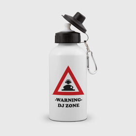 Бутылка спортивная с принтом warning dj zone(1) в Белгороде, металл | емкость — 500 мл, в комплекте две пластиковые крышки и карабин для крепления | club | dj | dj zone | warning | ди джей | диджей | клуб | микс | трек