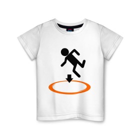 Детская футболка хлопок с принтом Portal (Портал) в Белгороде, 100% хлопок | круглый вырез горловины, полуприлегающий силуэт, длина до линии бедер | Тематика изображения на принте: portal | игра | игры | компьютерные игры | портал