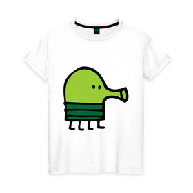 Женская футболка хлопок с принтом doodle jump в Белгороде, 100% хлопок | прямой крой, круглый вырез горловины, длина до линии бедер, слегка спущенное плечо | дудл джамп