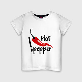 Детская футболка хлопок с принтом горячий pepper в Белгороде, 100% хлопок | круглый вырез горловины, полуприлегающий силуэт, длина до линии бедер | hot | pepper | горячий | жгучий | ковбой | ловелас | мачо | парень | перец | перчик | страстный | страсть