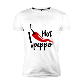 Мужская футболка премиум с принтом горячий pepper в Белгороде, 92% хлопок, 8% лайкра | приталенный силуэт, круглый вырез ворота, длина до линии бедра, короткий рукав | hot | pepper | горячий | жгучий | ковбой | ловелас | мачо | парень | перец | перчик | страстный | страсть