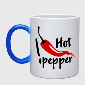 Кружка хамелеон с принтом горячий pepper в Белгороде, керамика | меняет цвет при нагревании, емкость 330 мл | hot | pepper | горячий | жгучий | ковбой | ловелас | мачо | парень | перец | перчик | страстный | страсть