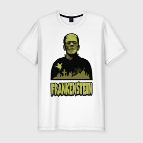 Мужская футболка премиум с принтом Франкенштейн (1) в Белгороде, 92% хлопок, 8% лайкра | приталенный силуэт, круглый вырез ворота, длина до линии бедра, короткий рукав | frankenstein | монстр | франкенштейн | чудище | чудовище