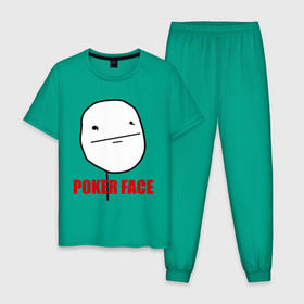 Мужская пижама хлопок с принтом Poker Face (mem) в Белгороде, 100% хлопок | брюки и футболка прямого кроя, без карманов, на брюках мягкая резинка на поясе и по низу штанин
 | pokerface