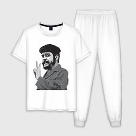Мужская пижама хлопок с принтом Peace Che Guevara в Белгороде, 100% хлопок | брюки и футболка прямого кроя, без карманов, на брюках мягкая резинка на поясе и по низу штанин
 | че гевара