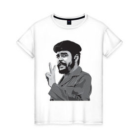 Женская футболка хлопок с принтом Peace Che Guevara в Белгороде, 100% хлопок | прямой крой, круглый вырез горловины, длина до линии бедер, слегка спущенное плечо | че гевара
