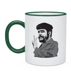Кружка двухцветная с принтом Peace Che Guevara в Белгороде, керамика | объем — 330 мл, диаметр — 80 мм. Цветная ручка и кайма сверху, в некоторых цветах — вся внутренняя часть | че гевара