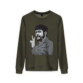 Женский свитшот хлопок с принтом Peace Che Guevara в Белгороде, 100% хлопок | прямой крой, круглый вырез, на манжетах и по низу широкая трикотажная резинка  | че гевара