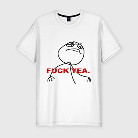 Мужская футболка премиум с принтом FUCK YEA. в Белгороде, 92% хлопок, 8% лайкра | приталенный силуэт, круглый вырез ворота, длина до линии бедра, короткий рукав | 