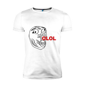 Мужская футболка премиум с принтом OLOLO в Белгороде, 92% хлопок, 8% лайкра | приталенный силуэт, круглый вырез ворота, длина до линии бедра, короткий рукав | интернет мемы | интернет приколы | кричащая рожа | мемы | мемы интернета | ололо | ололошка | рожа