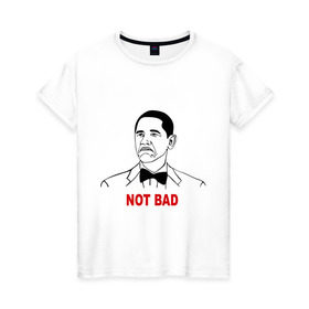 Женская футболка хлопок с принтом Барак Обама троль в Белгороде, 100% хлопок | прямой крой, круглый вырез горловины, длина до линии бедер, слегка спущенное плечо | обама