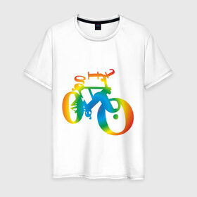 Мужская футболка хлопок с принтом Велобуквы полноцвет в Белгороде, 100% хлопок | прямой крой, круглый вырез горловины, длина до линии бедер, слегка спущенное плечо. | алфавит | буквы | велосипед
