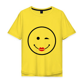 Мужская футболка хлопок Oversize с принтом Смайл девчачий в Белгороде, 100% хлопок | свободный крой, круглый ворот, “спинка” длиннее передней части | smile | девушка | для девушек | смайл | смайлик | улыбка