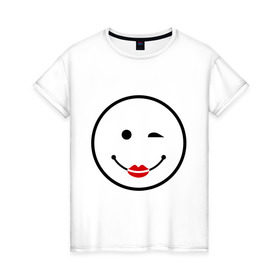 Женская футболка хлопок с принтом Смайл девчачий в Белгороде, 100% хлопок | прямой крой, круглый вырез горловины, длина до линии бедер, слегка спущенное плечо | smile | девушка | для девушек | смайл | смайлик | улыбка