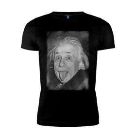Мужская футболка премиум с принтом Энштейн язык в Белгороде, 92% хлопок, 8% лайкра | приталенный силуэт, круглый вырез ворота, длина до линии бедра, короткий рукав | einstein | высунутый язык | знаменитость | знаменитые личности | ученый | физик | эйнштейн | язык