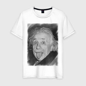 Мужская футболка хлопок с принтом Энштейн язык в Белгороде, 100% хлопок | прямой крой, круглый вырез горловины, длина до линии бедер, слегка спущенное плечо. | einstein | высунутый язык | знаменитость | знаменитые личности | ученый | физик | эйнштейн | язык