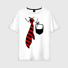 Женская футболка хлопок Oversize с принтом галстук работника в Белгороде, 100% хлопок | свободный крой, круглый ворот, спущенный рукав, длина до линии бедер
 | воротник | карман | костюм | офис | работа | работать | рубашка | ручка | сотрудник