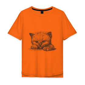 Мужская футболка хлопок Oversize с принтом Самый милый котёнок в Белгороде, 100% хлопок | свободный крой, круглый ворот, “спинка” длиннее передней части | домашние животные | кот | котенок | котик | коты | кошка | кошки | милый котенок